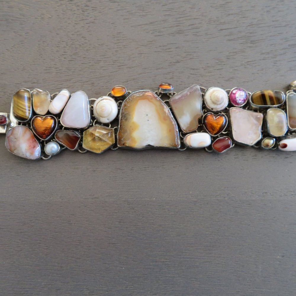 Silver Multi Stone Statement Bracelet - image 1